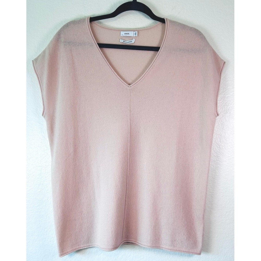 Vince 100% Cashmere Quiet Luxury Minimalist V-Neck Sweater Vest Blush Pink SZ S